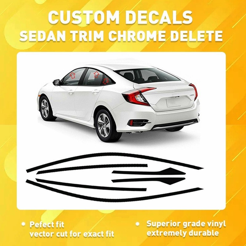 For Honda Civic Sedan 2016-2021 Chrome Delete Blackout Window Trim Black gallery