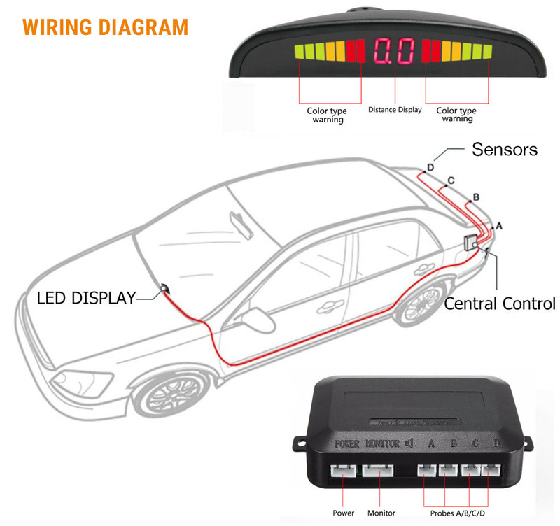 US Parking 4 Sensors Car Reverse Backup Rear Buzzer Radar System Kit Sound Alarm gallery