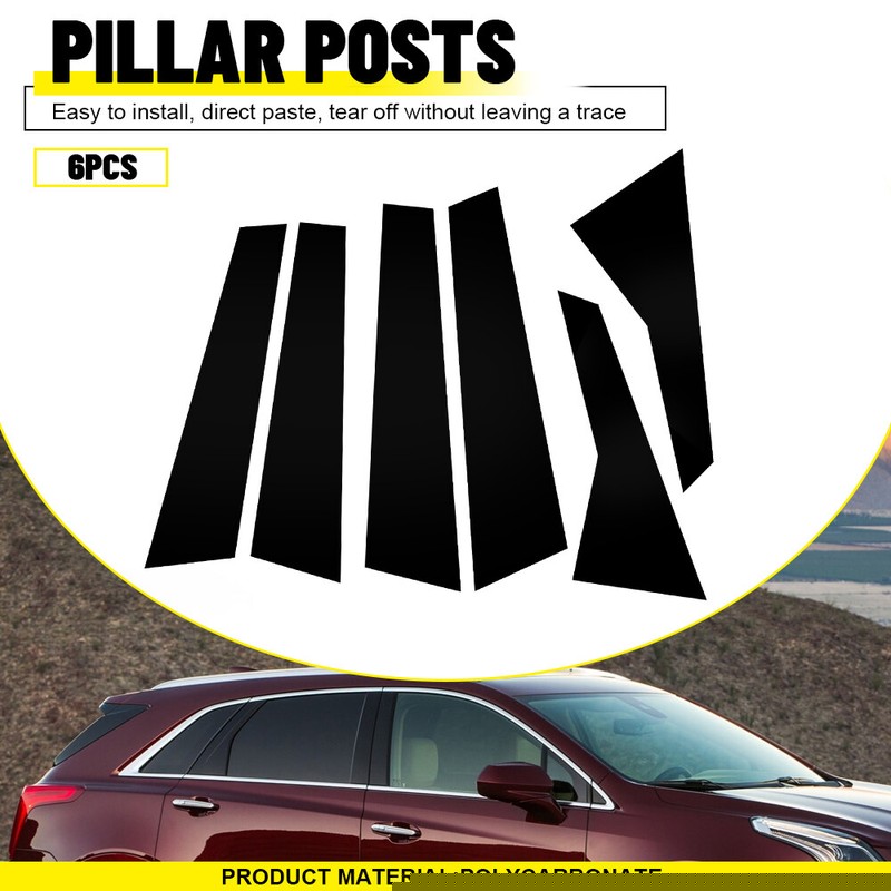 6pcs Glossy Piano Black Pillar Posts Door Covers Trim For 2017-2023 Cadillac XT5 gallery