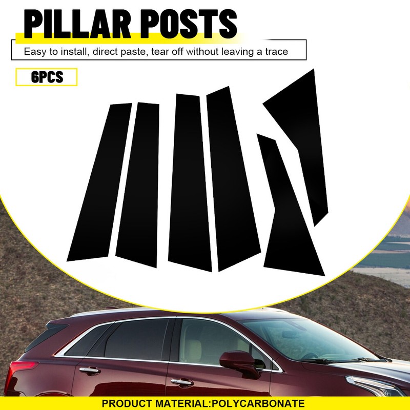 6x Gloss Black Pillar Posts For Cadillac XT5 2017-2023 Trim Piano Cover Window