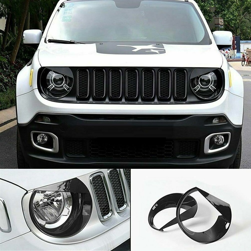 Front Light Bezels Headlight Angry Eyes Style Trim Cover For Jeep Renegade 15-18 gallery