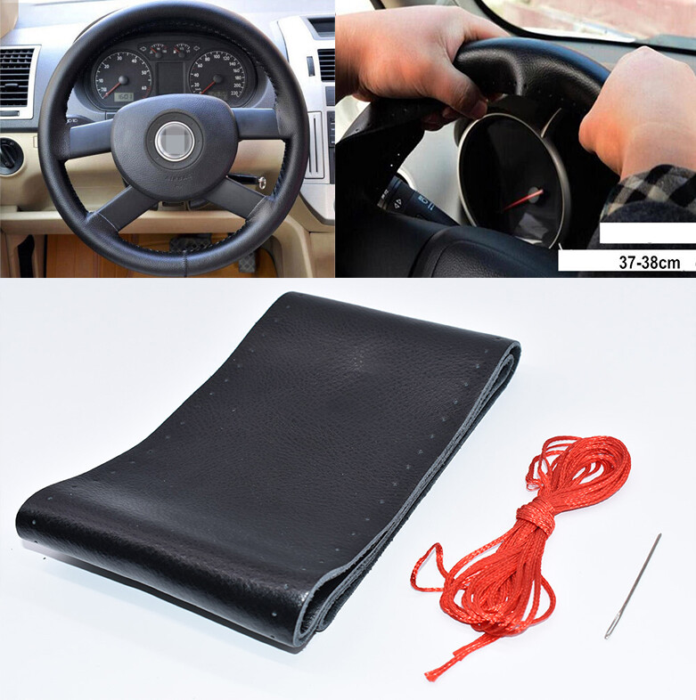 15" Steering Wheel Cover Genuine Leather for Nissan Titan 2004-2014 2015-2021 gallery