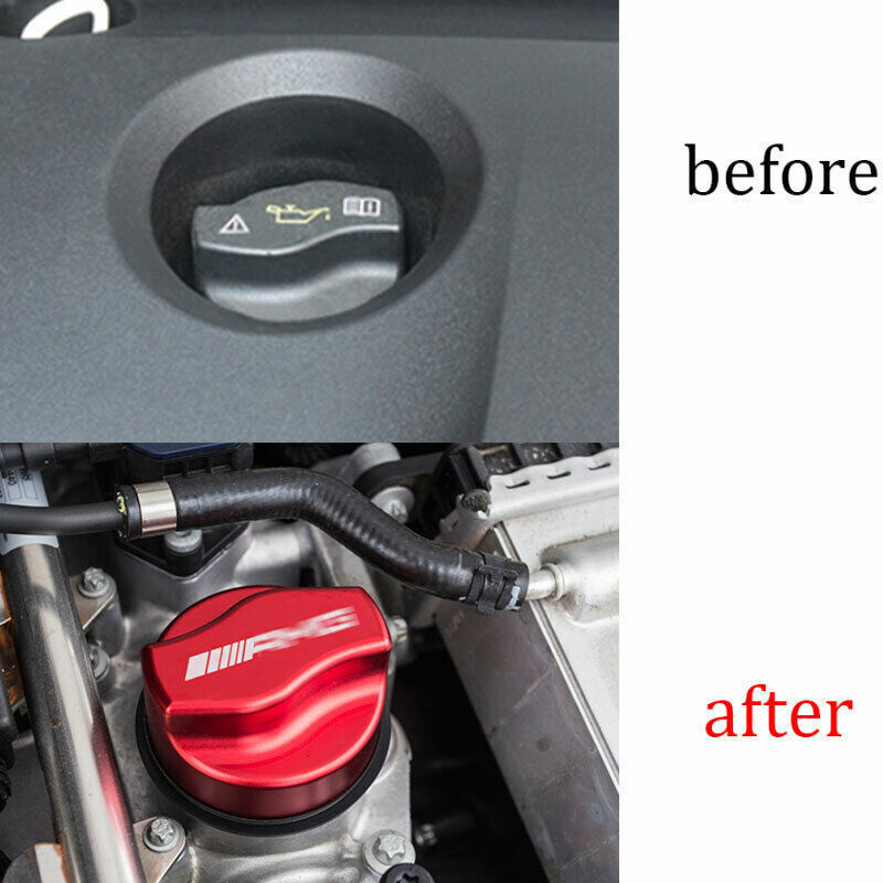 Red Aluminum Outside Engine oil Cap Cover Trim 1PCS For Benz C-Class 2015-2021 gallery