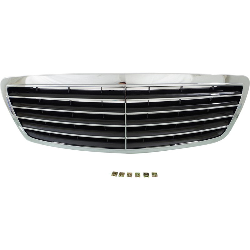 Grille For 2003-2006 Mercedes Benz S430 S500 Chrome Shell w/ Black Insert