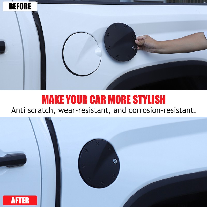 Fuel Gas Tank Cap Cover Trim w/ Lock & Key For Toyota Tundra 2022-2024 Aluminum gallery