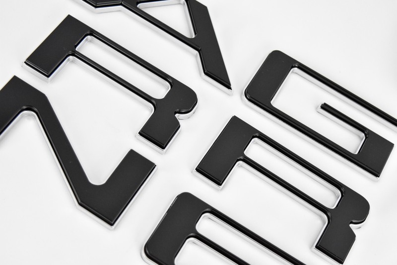 Black w Chrome OUTLINE 3D RAISED TAILGATE LETTERS FOR RANGER 2024 2025