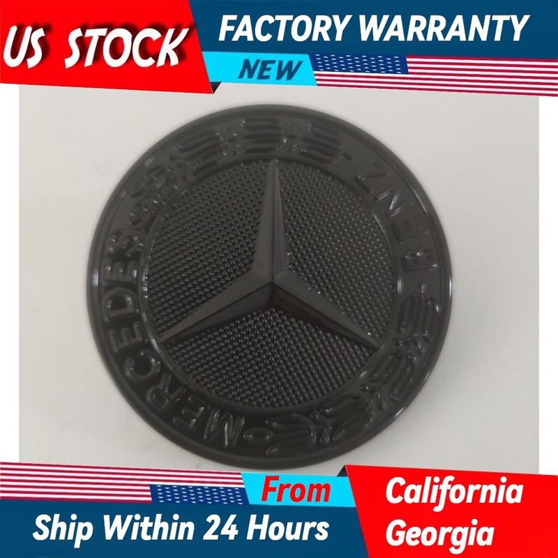 Fit for Black Hood Emblem Matte Front Laurel Wreath Badge Mercedes Benz 57mm