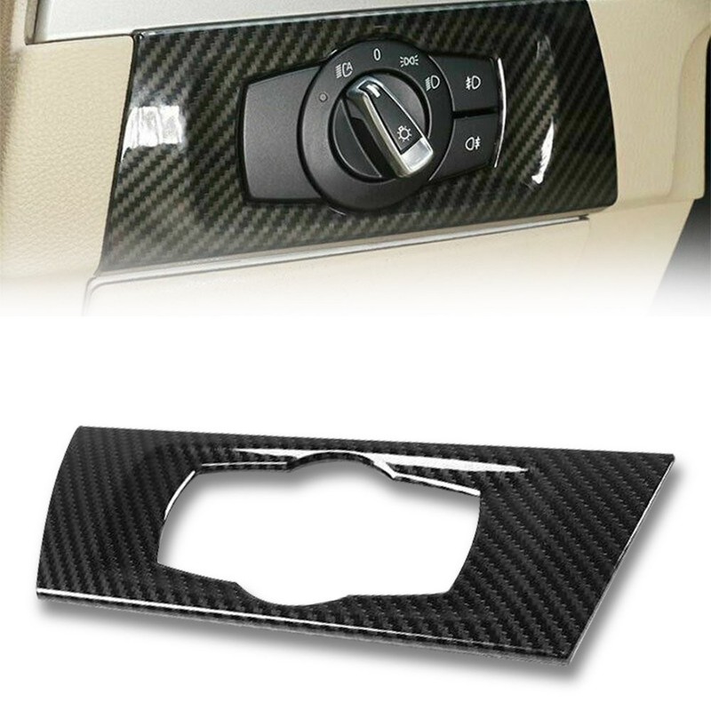 Headlight Switch Frame Trim Carbon Fiber For BMW 3 Series E90 E92 E93 2005-12 gallery