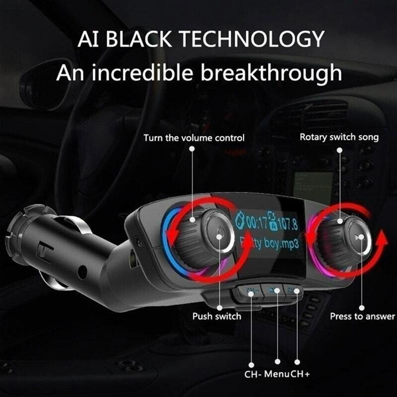 1.3in Bluetooth Car Wireless FM Transmitter Adapter USB Charger AUX Hands-Free gallery