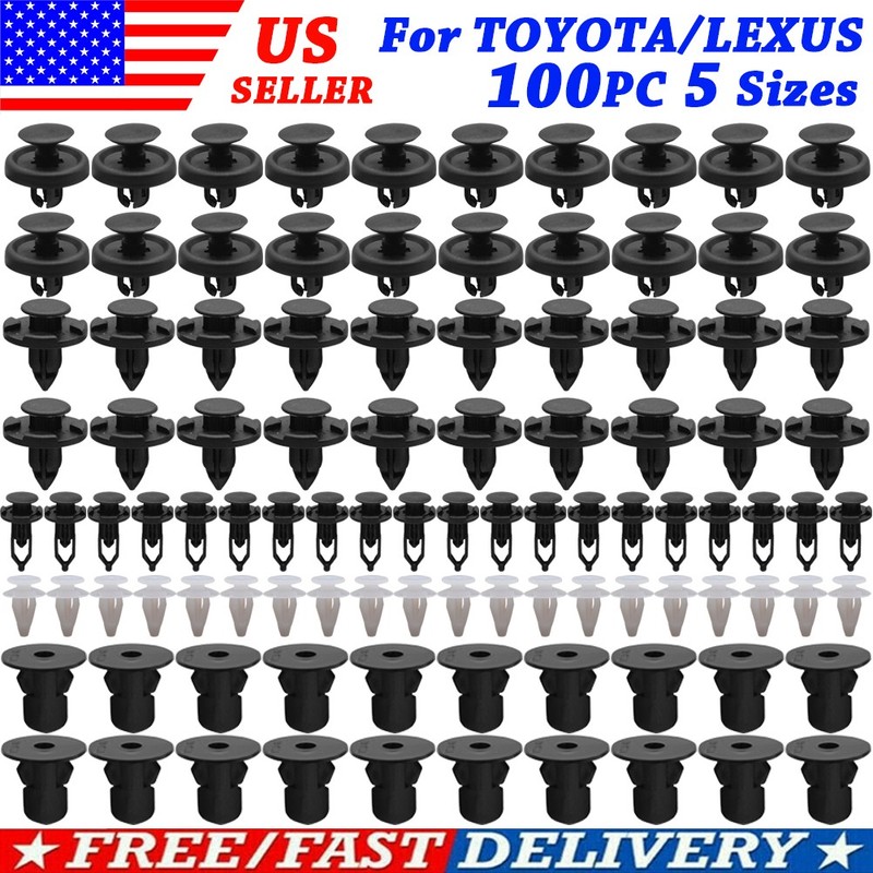100Pcs Auto Body Rivets Bonnet Liner Grommet Clips Screws For TOYOTA 90189-06013