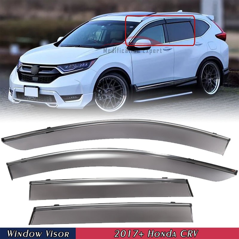 For Honda CRV CR-V 2017-2022 Chrome Trim Smoke Window Visor Vent Sun Rain Guards