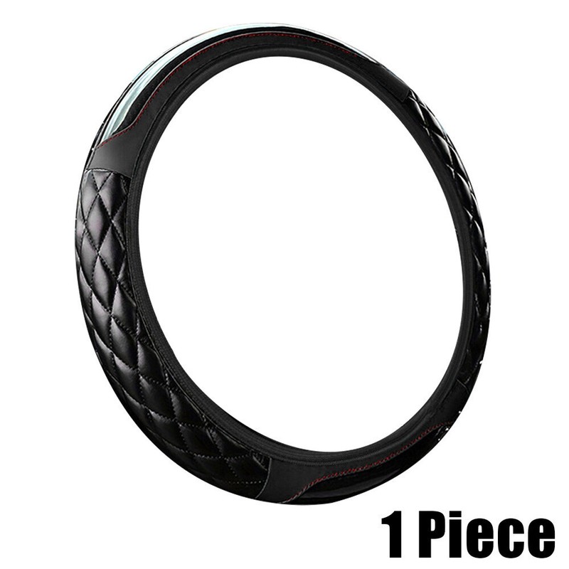 15» Carbon Fiber Leather Automotive Steering Wheel Cover Car Accessories 38cm