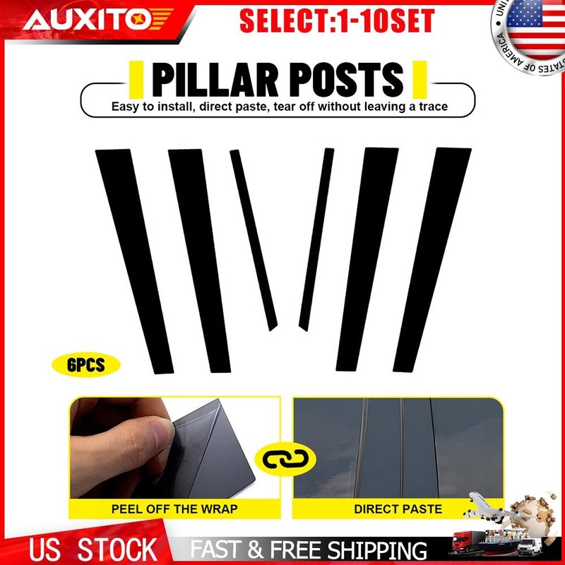Fit For Lexus LS430 2001 2002 2003 2004 2005 2006 Gloss Black 6PCS Pillars 6-60X