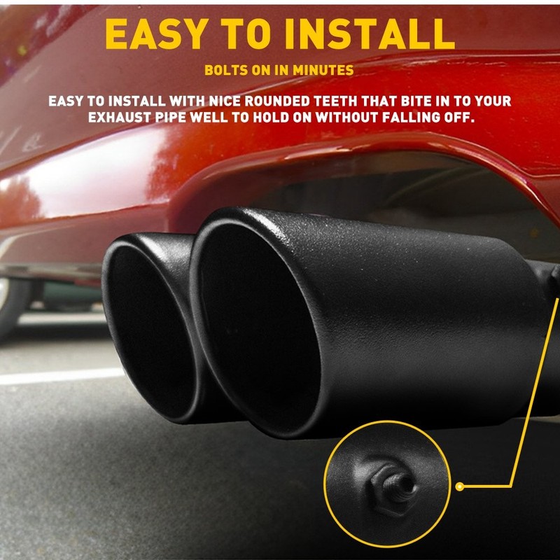 Matte Black Stainless Steel Dual Exhaust Tip Fit For 1.5-2.4inch outlet Tailpipe gallery