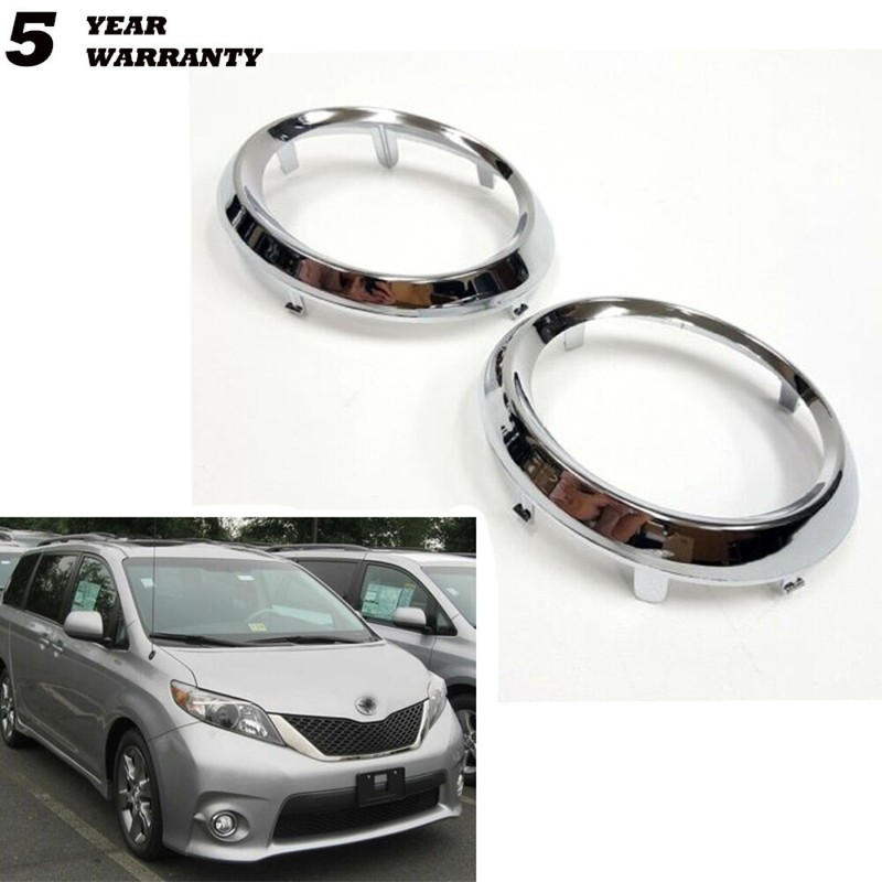 for 11-17 Toyota Sienna SE Left & Right Fog Driving Light Lamp Chrome Trim Bezel