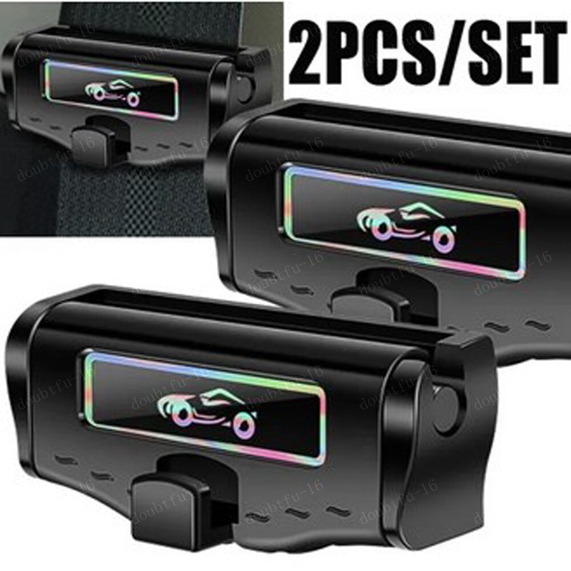 2Pcs Car Seat Belt Holder Belt Limiter Safety Clip Buckle Black 5.7*2.8cm ABS