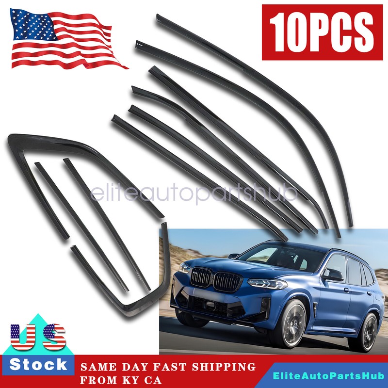 US Window Strip Trim Titanium New Black 10PCS For BMW X3 2018-2022 2023 2024