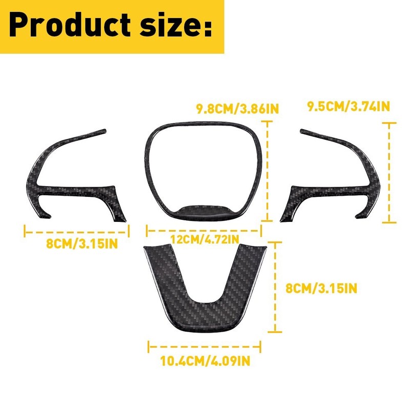 Set of Steering 4 Wheel Cover Trim Set Carbon Fiber For Dodge 2015-2022 Charger gallery