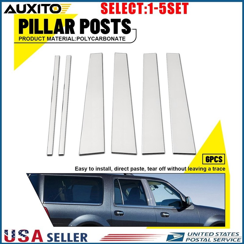 For Lincoln Navigator Ford Expedition 1997-2017 Chrome Pillar Post Trims 6-30X