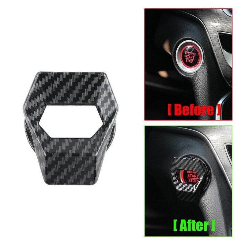 Carbon Fiber In-Car Engine Start Stop Push Button Switch Cover Trim Accessories gallery