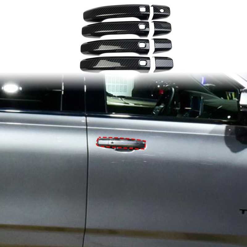 Carbon fiber Style Side Door Handle Cover Trim 4PCS For Chevrolet Tahoe Suburban