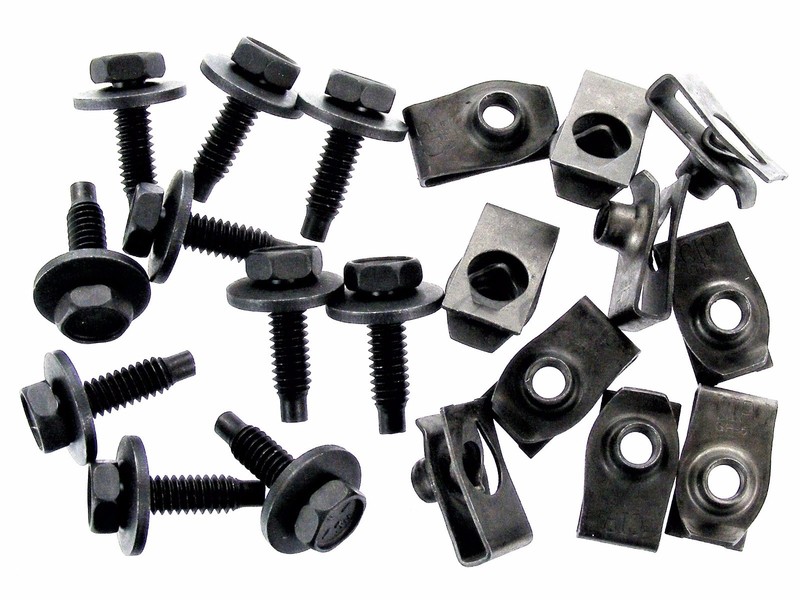 Ford Body Bolts & U-nut Clips- 1/4-20 x 15/16″ Long- 7/16″ Hex- 20pcs 10ea- #157