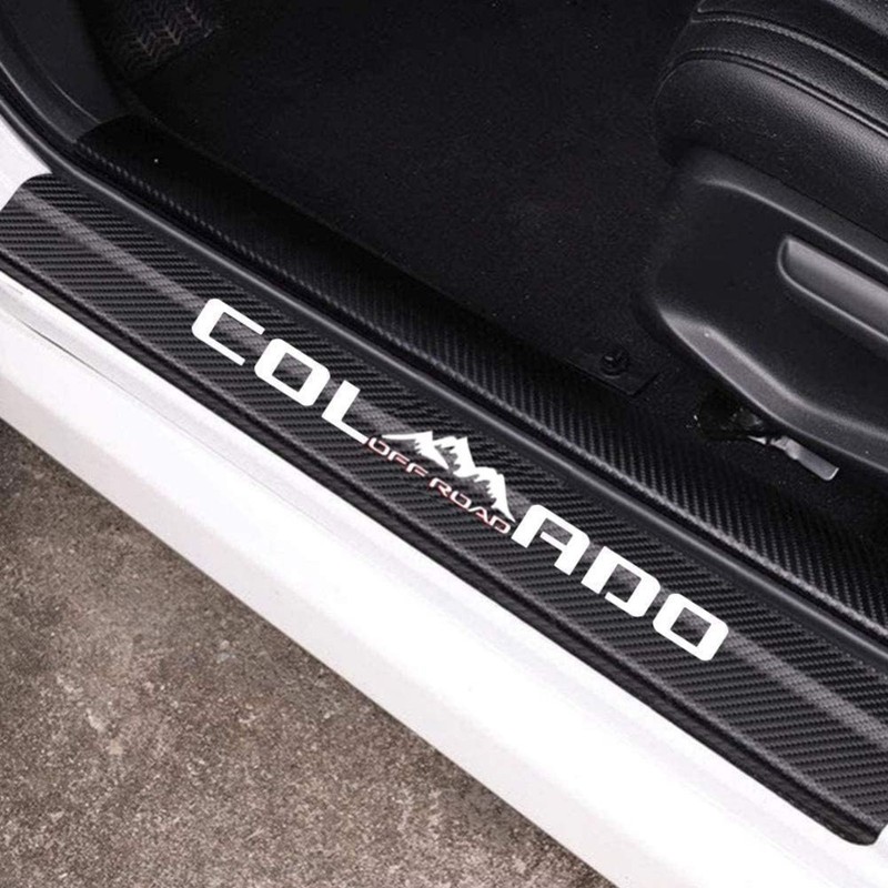 4PCS 4D Door Sill Protector Carbon Fiber Premium Leather Cover For Colo4x4rado gallery