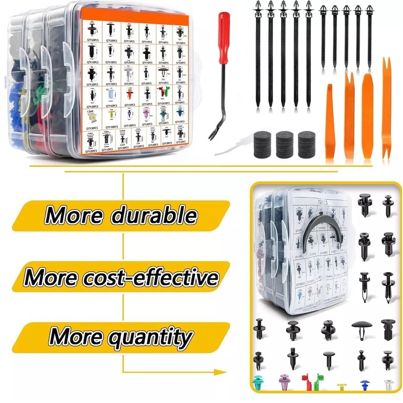 1300Pcs Car Retainer Clips Auto Fasteners Fender Push Trim Clip Pin Rivet Bumper