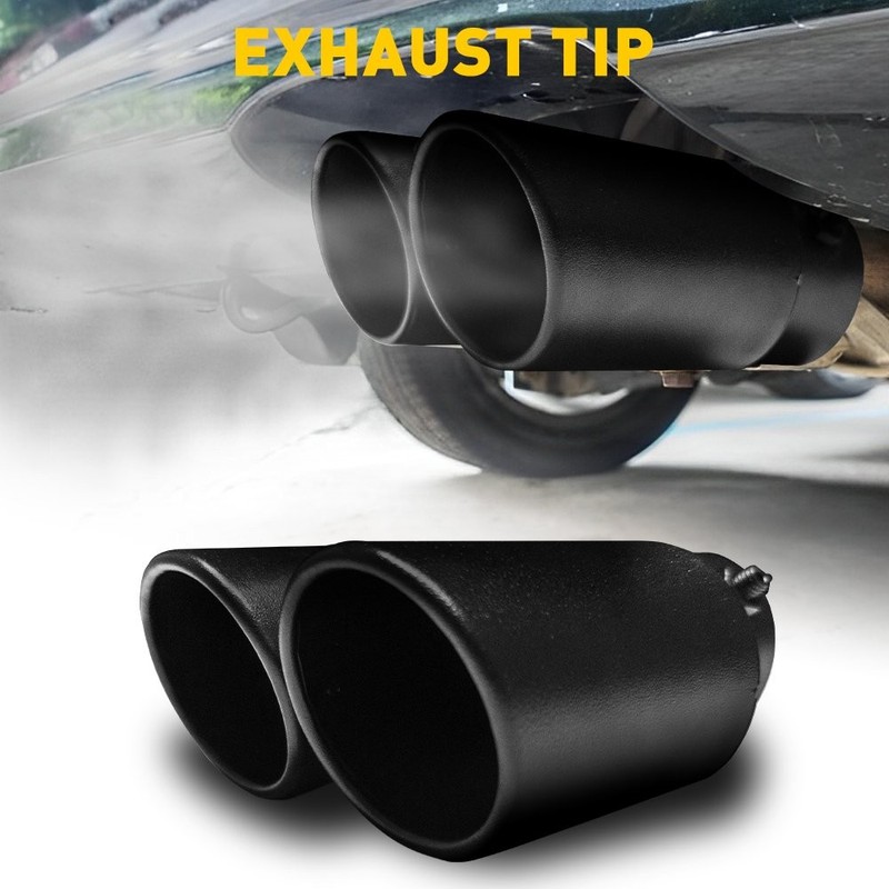 Matte Black Stainless Steel Dual Exhaust Tip Fit For 1.5-2.4inch outlet Tailpipe