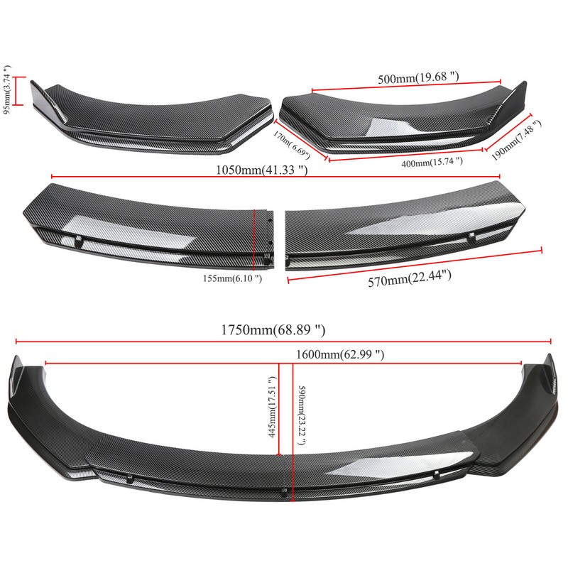 Front Bumper Lip Splitter Spoiler Carbon Fiber Style For Ford Fiesta Body Kits gallery