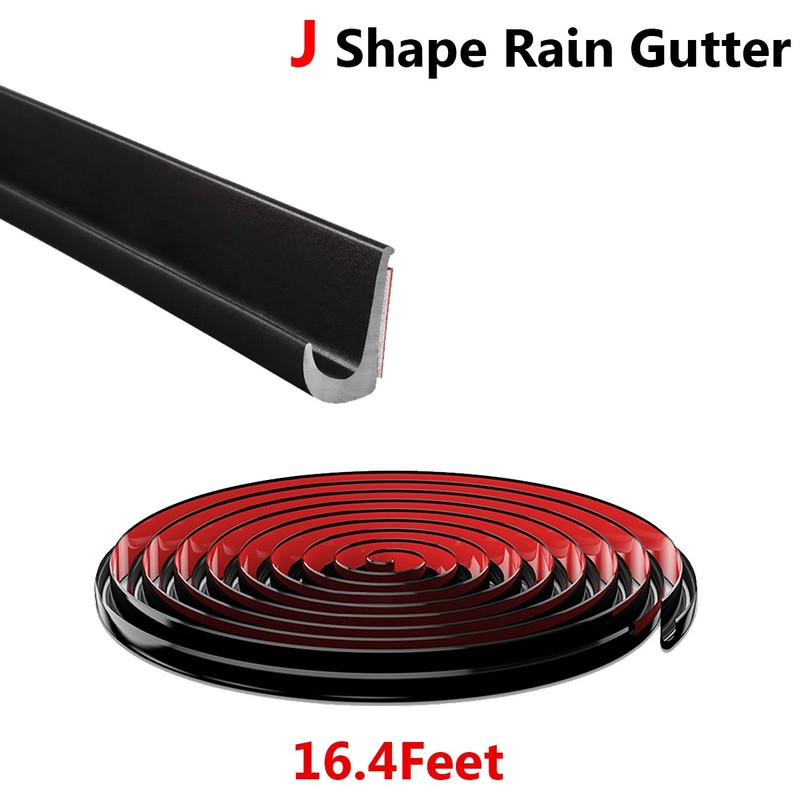 16FT RV PVC Plastic Rain Gutter Strip J-Shape Drip Rail Molding Trim W/4 Spouts gallery