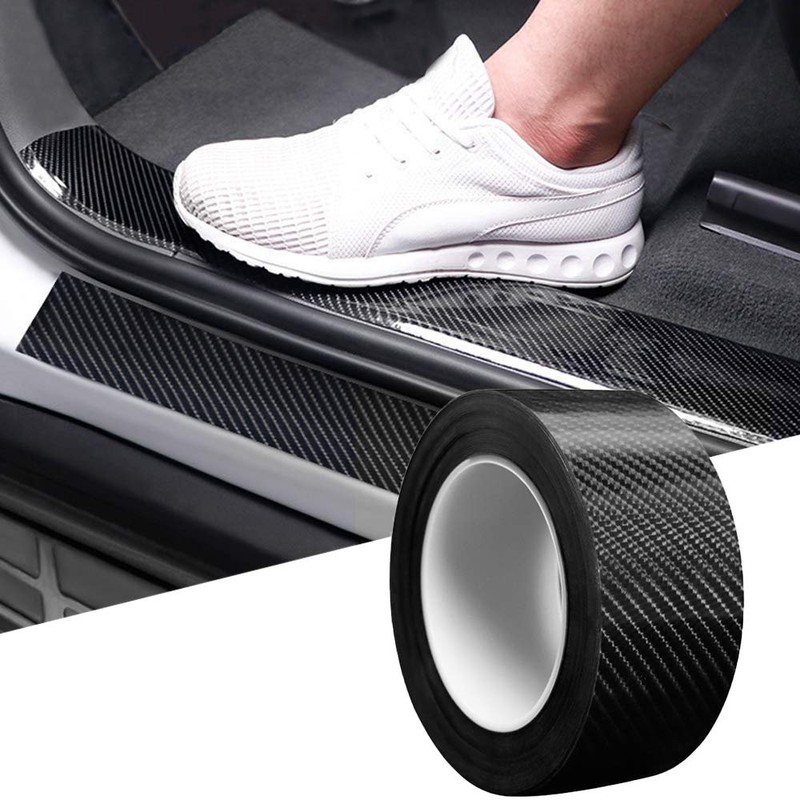 1x Car Door Protector Sill Scuff Cover Sticker Antiscratch Carbon Fiber Strip