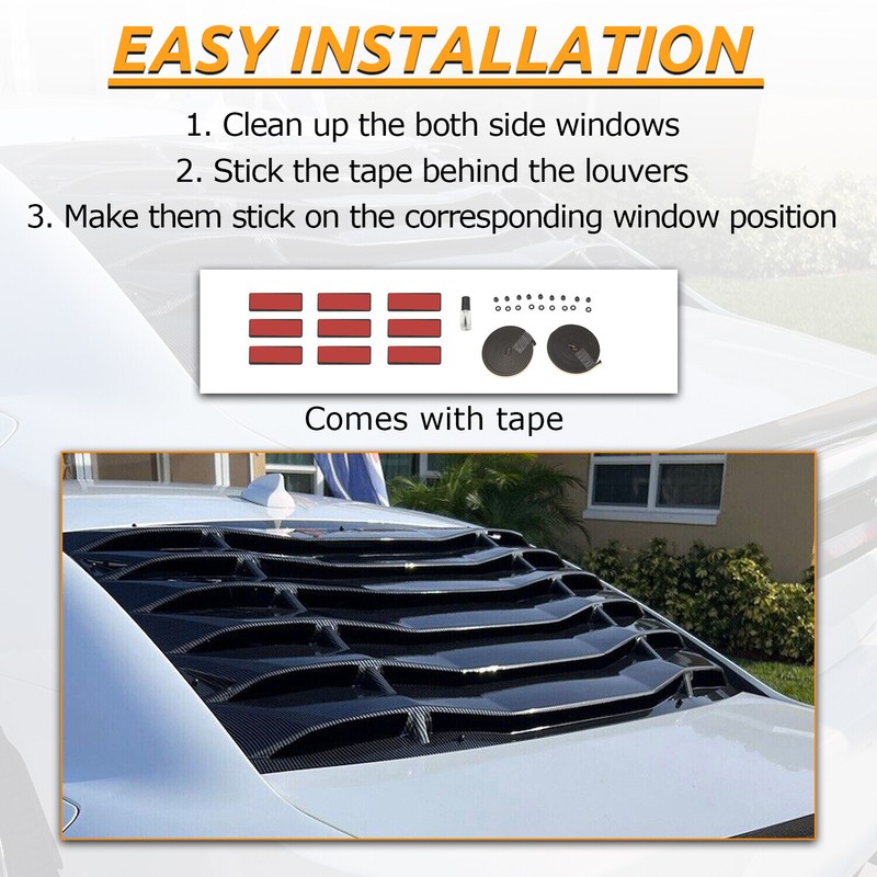 For Charger Sedan 2011-2023 Carbon Fiber Style Rear Window Louver Sunshade Vent gallery