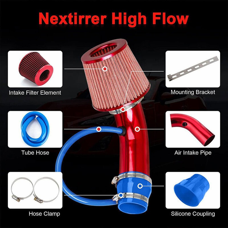 3" Car Cold Air Intake Filter Induction Kit Pipe Power Flow Hose System 76mm gallery