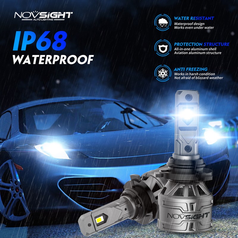 NOVSIGHT HB4 9006 LED Headlight Bulbs Replacement Kit Hi/Low Beam 13000LM White gallery