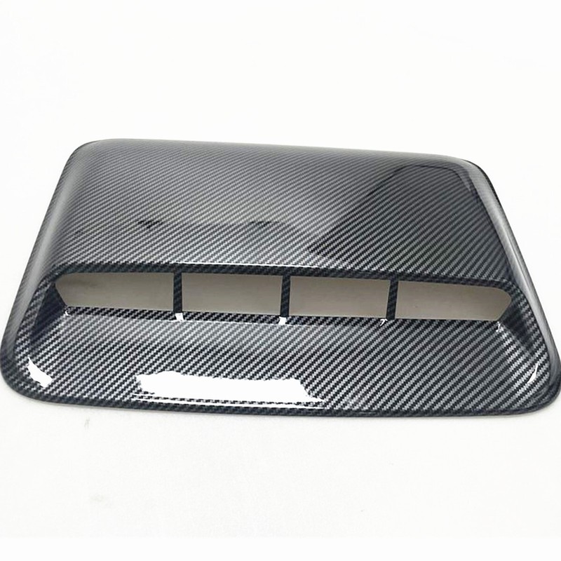 Car Air Flow Intake Hood Scoop Bonnet Vent Glossy Black Cover Fiber Look Decor