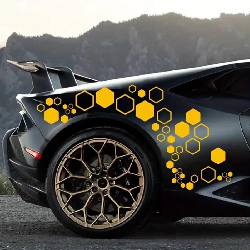 52PCS Honeycomb Car Sticker Vinyl Hexagonal Graphics Sticker DIY Body Side Decor gallery