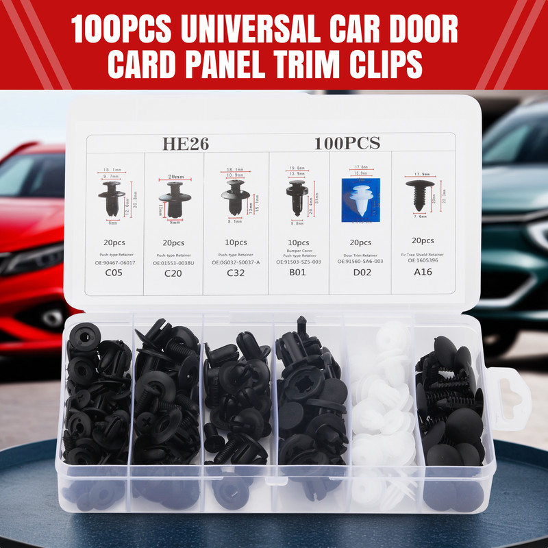 100pcs Universal Car Bumper Body Clips Door Panel Clips Fastener Fender Push Pin gallery