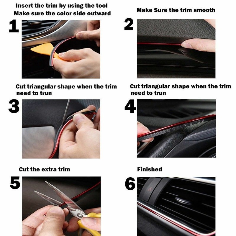 5M Red Car Van Interior Door Gap Edge Line Insert Molding Trim Strip Accessories gallery