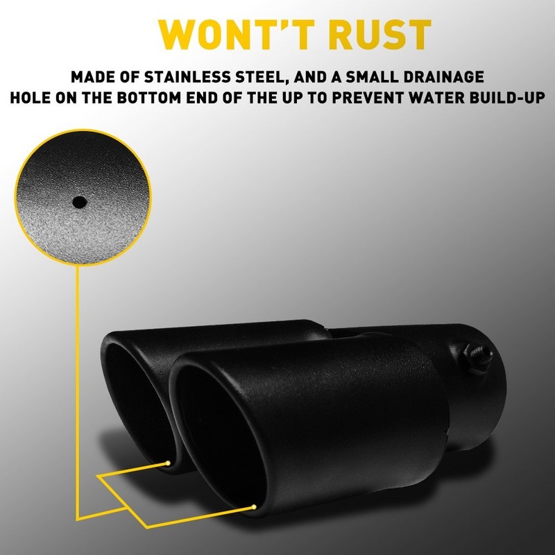 Matte Black Stainless Steel Dual Exhaust Tip Fit For 1.5-2.4inch outlet Tailpipe gallery