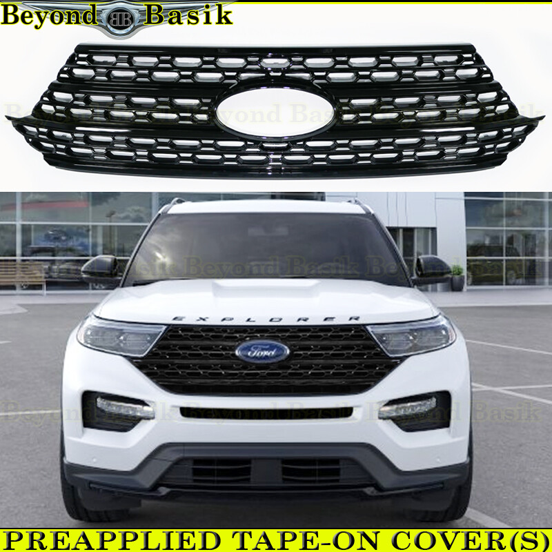2020-2024 Ford Explorer XLT & BASE MODELS GLOSS BLACK Grille Grill COVER OVERLAY
