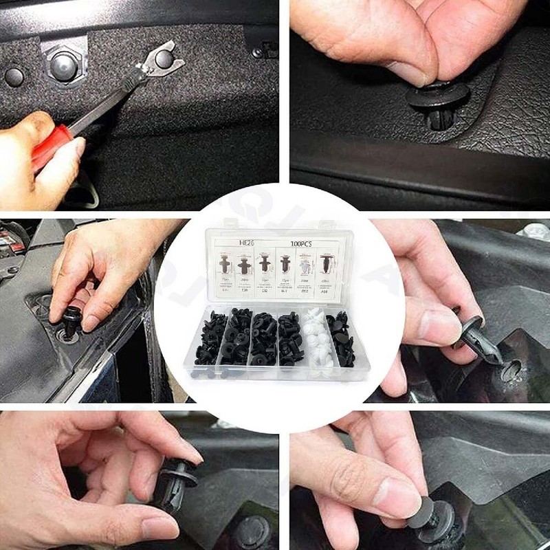 For Chevrolet 100Pcs Bumper Hood Clips Retainer Rivet Fastener Fender Push Pin gallery