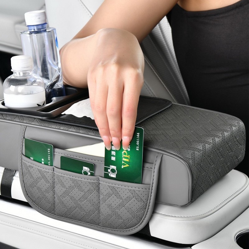 Car Armrest Cushion Center Console Cover with Cup Holder&Tissue Box&Phone Holder gallery
