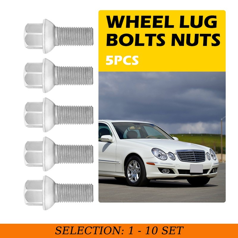 5-50X Steel Wheel Lug Bolt Nut For Mercedes E350/550 SL550 SL500 CLS550 C250/350