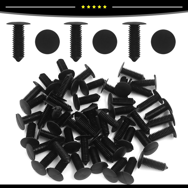 Piece of 50 8.5mm Hole Screw Fastener Rivet Retainers Hood Push Pin Clip Black gallery