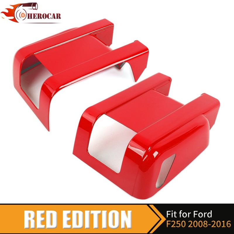 2x Red Mirror COVERS For 2008-16 FORD F250 F350 F450 F550 W/Signal Hole Exterior