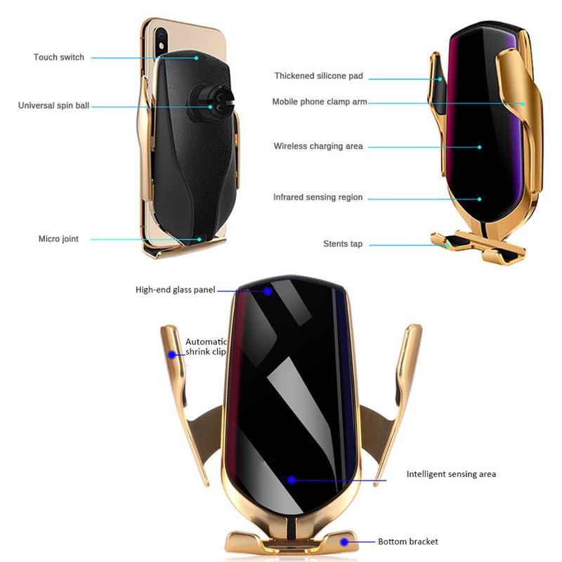 10W Wireless Charger Automatic Clamping Phone Holder GPS APP Positioning Finder gallery