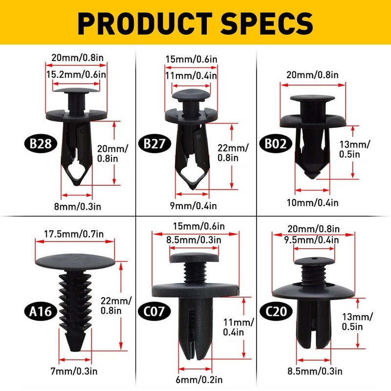 190 PCS Car Auto Retainer Fasteners Push Trim Plastic Clips Pin Rivet Bumper Kit gallery
