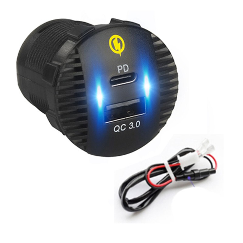 36W Car USB Cell Phone Charger QC Type C PD 3.0 2 Port Adapter Embedded Socket