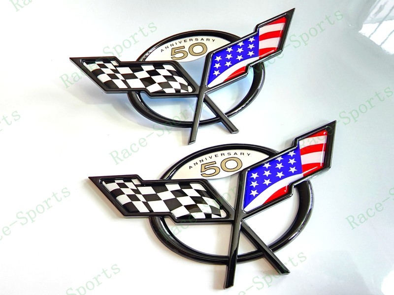 Black Front Rear 50Th Anniversary Cross Blue US Flag Emblem 1997-2004 C5Corvette gallery